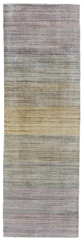 10' Beige and Purple Ombre Hand Woven Runner Rug